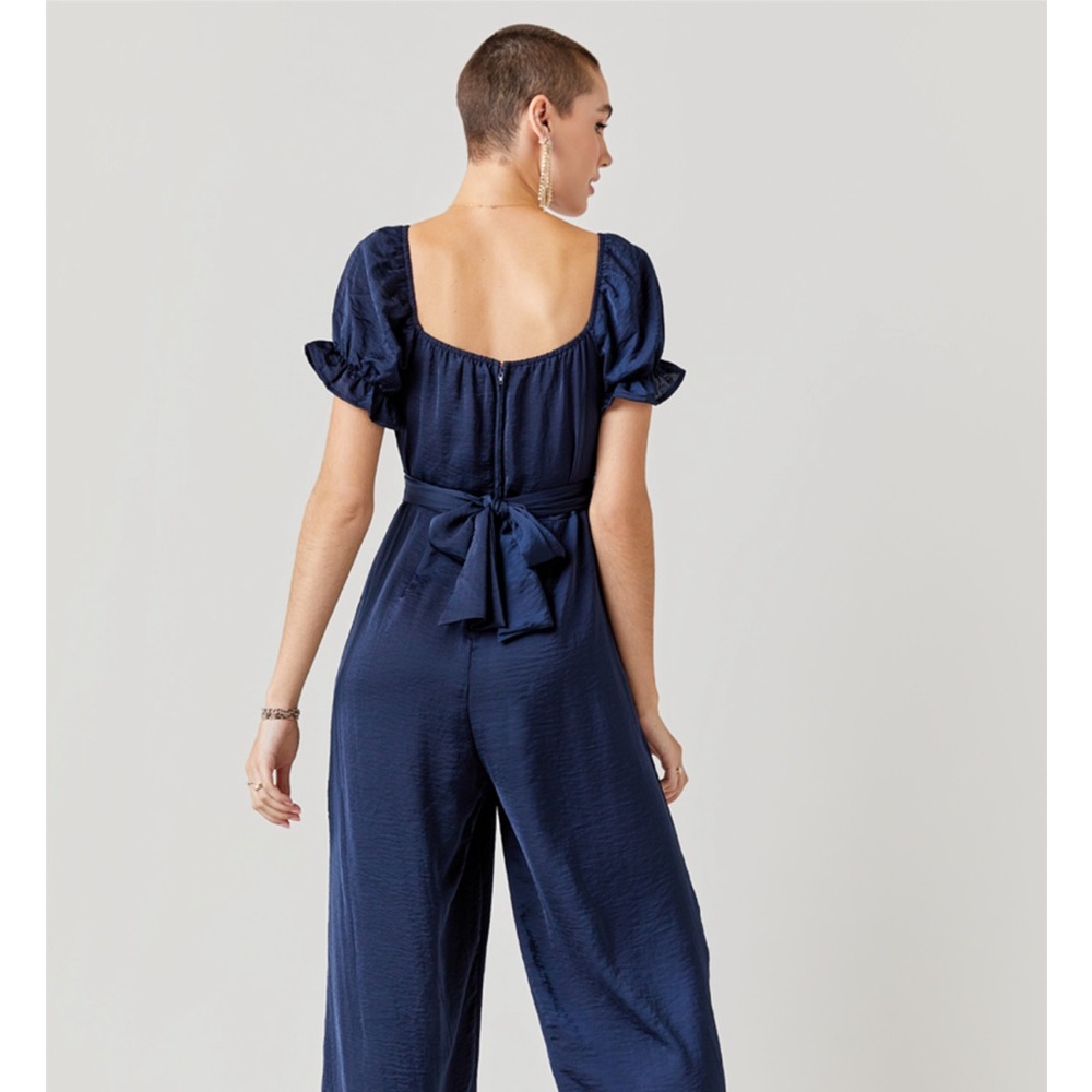 Francesca’s Crishelle Satin Tie-Back Jumpsuit (New with Tags)
